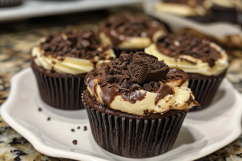 Cheesecake Stuffed Chocolate Cupcakes