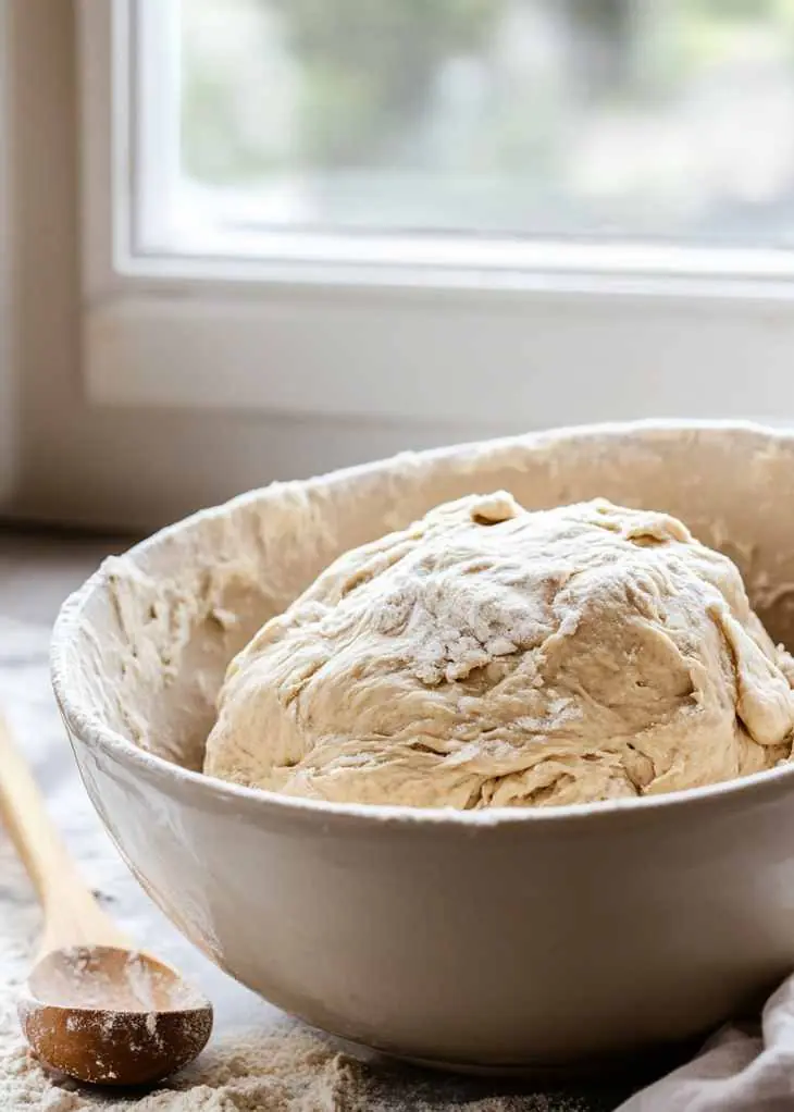 Shaggy Irish Soda Bread dough in mixing bowl on kitchen counter