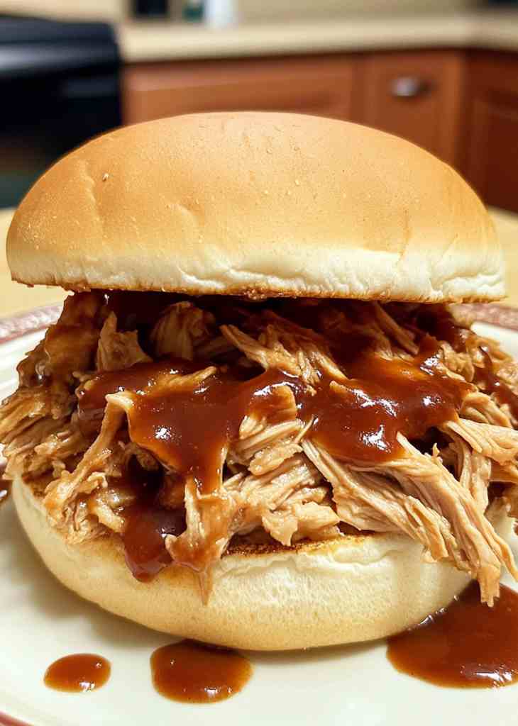 BBQ chicken cooking in crockpot as variation of chicken recipes crockpot