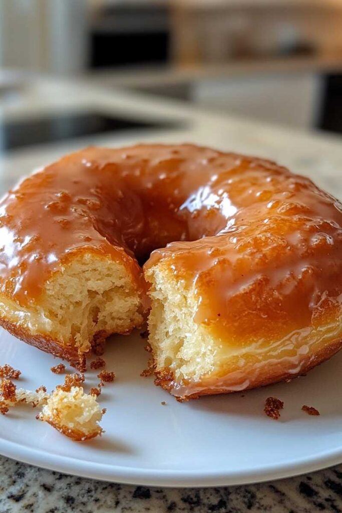 Split baked donut showing soft crumb from baked donut recipes