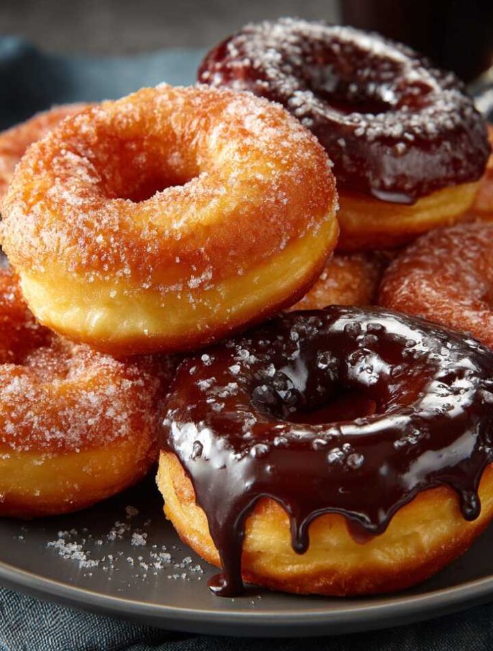 Fresh baked donuts cooling on rack from baked donut recipes