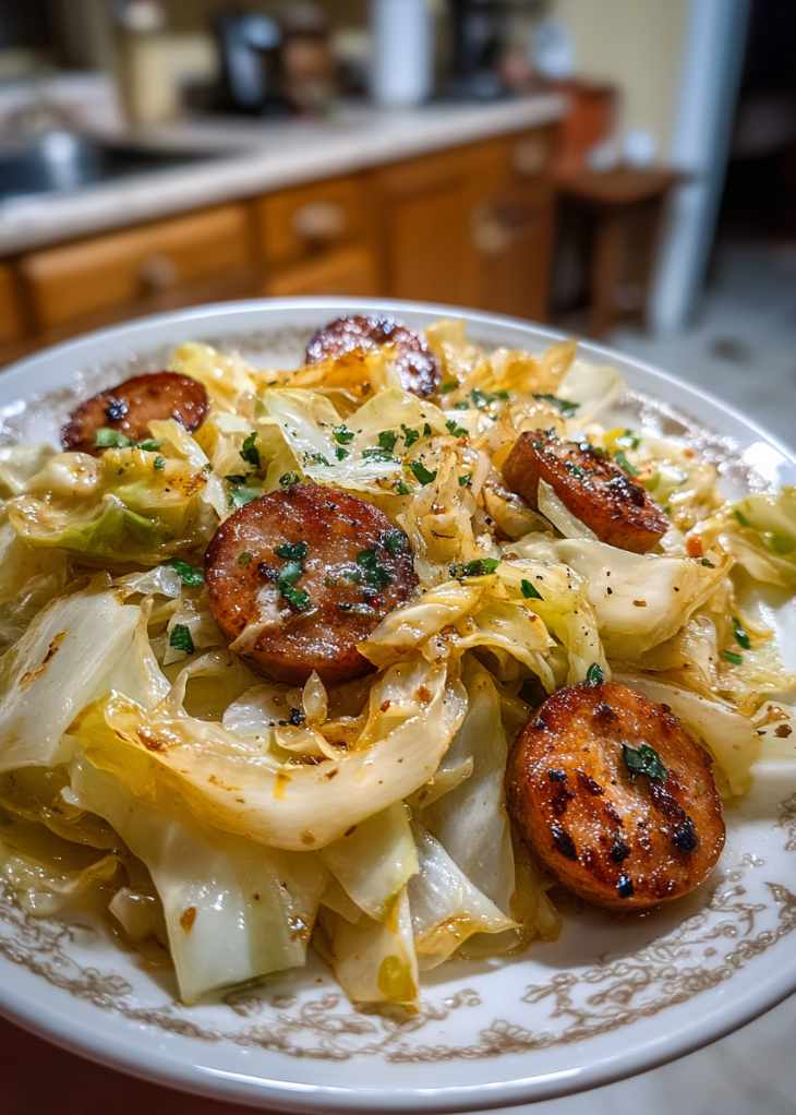 Bowl of cabbage soup with visible vegetables and broth