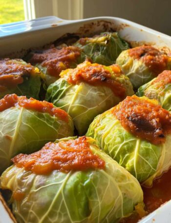 Sautéed cabbage cooking in skillet on stove