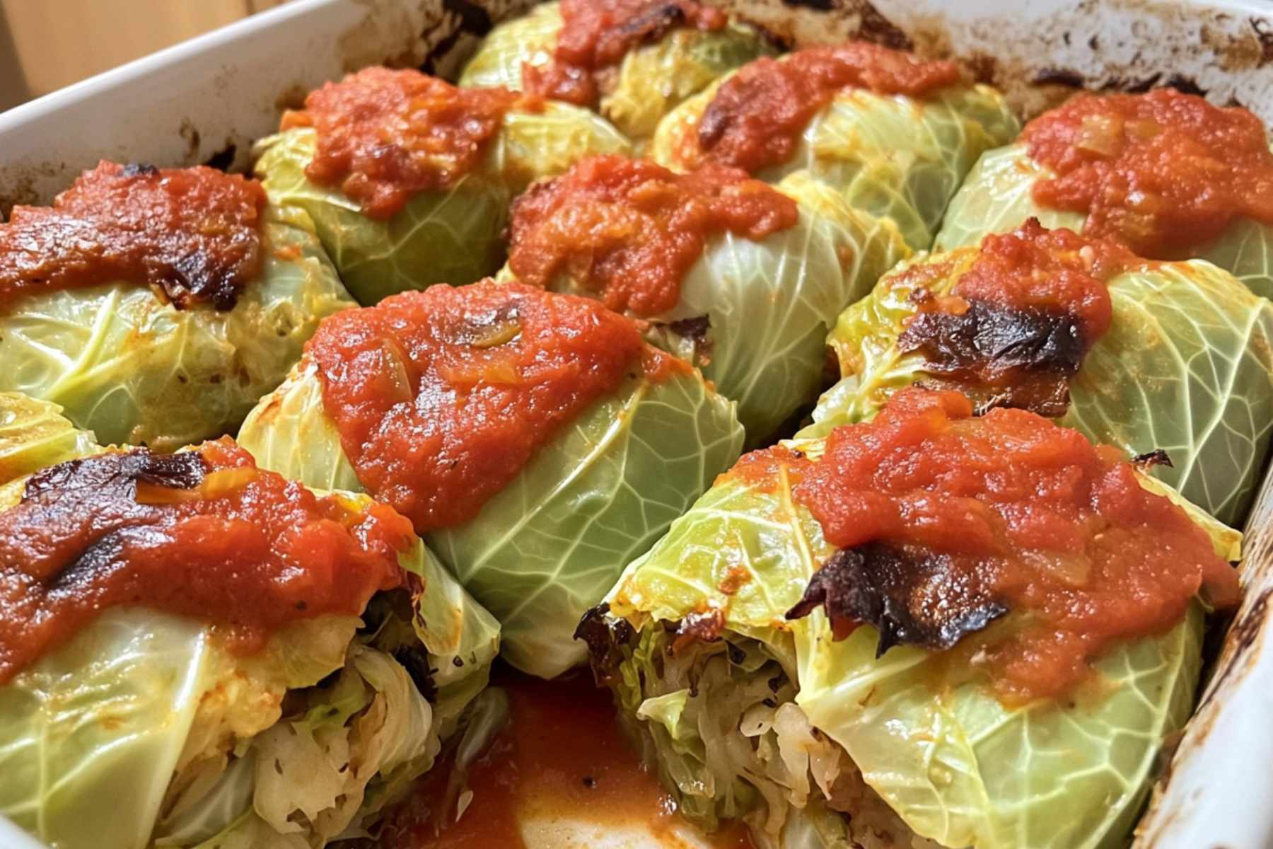 Whole and sliced green cabbage on cutting board