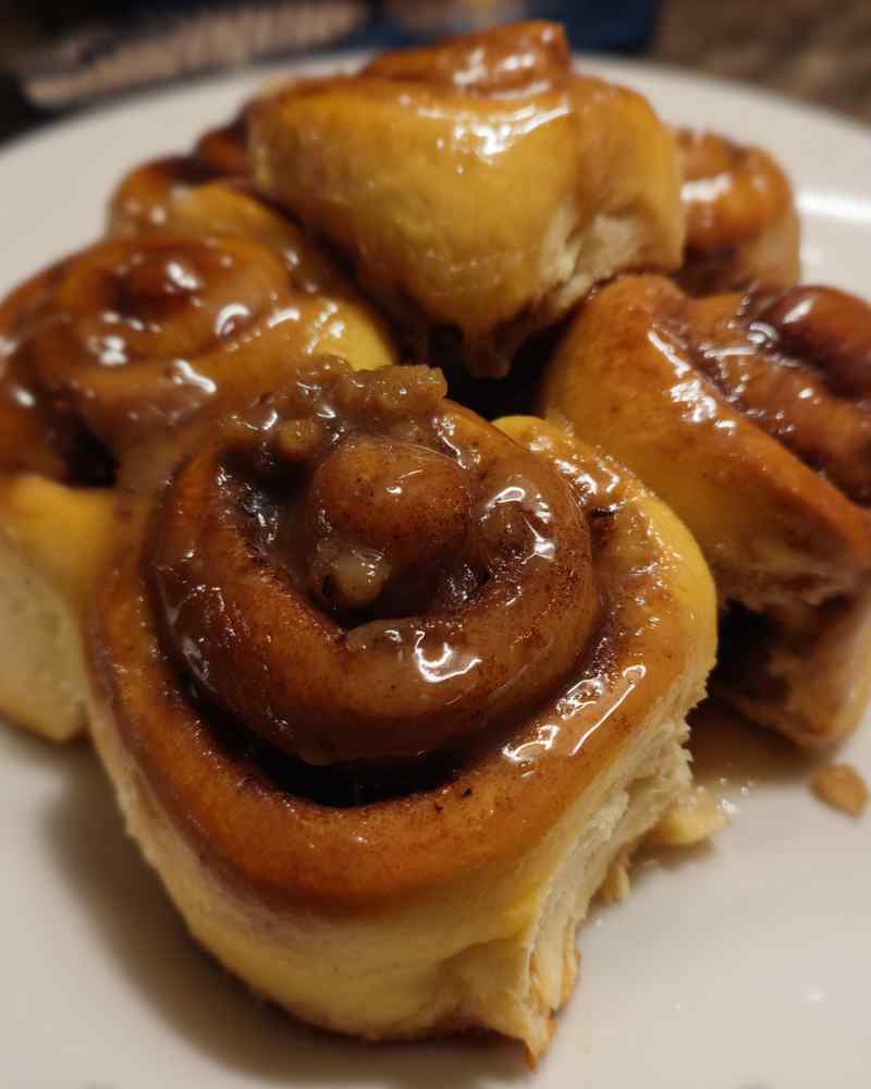 Chai Cinnamon Rolls Fresh from the Baking Pan