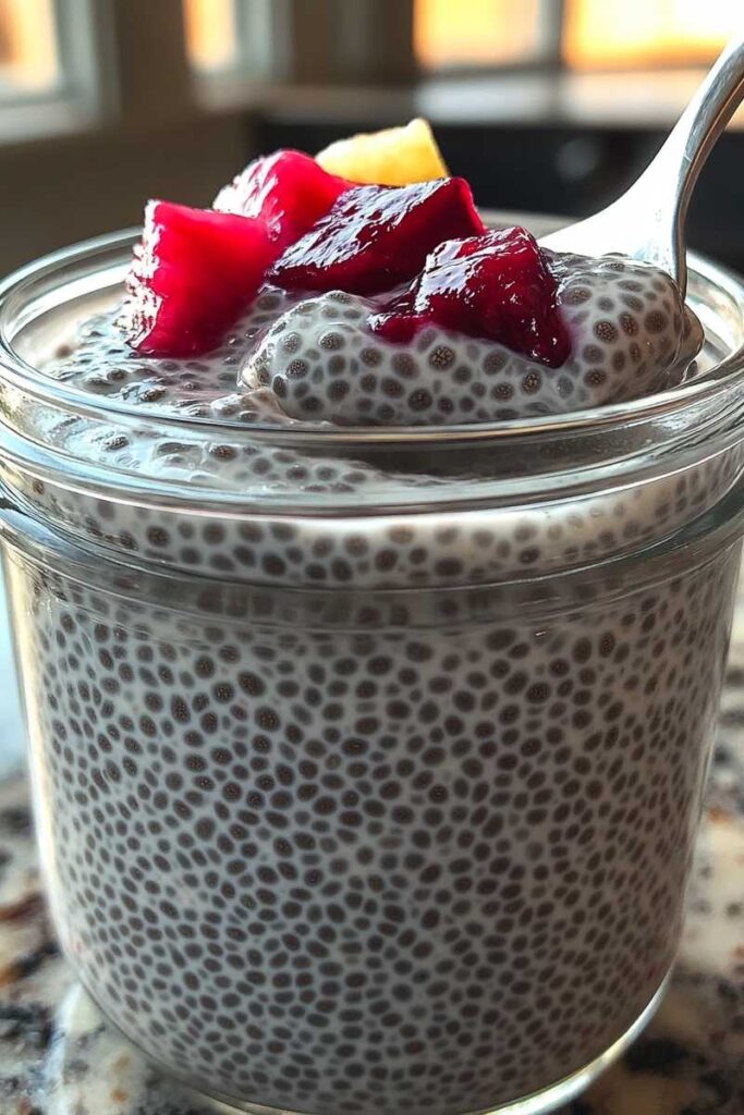 Chia Seed Pudding Mixture Before Refrigerating