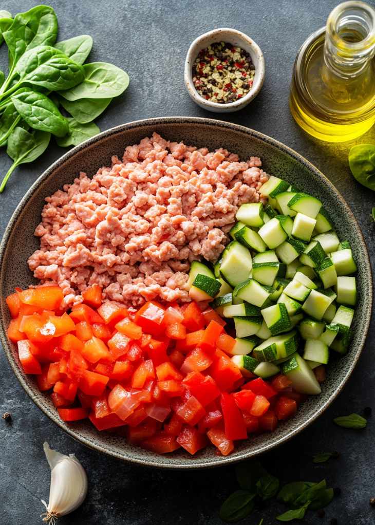 Ingredients for Healthy Ground Chicken Recipes on Counter