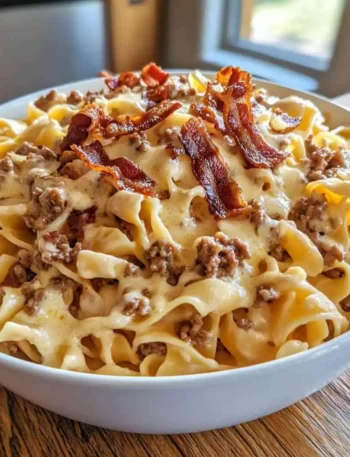 Loaded Bacon Cheeseburger Alfredo Pasta