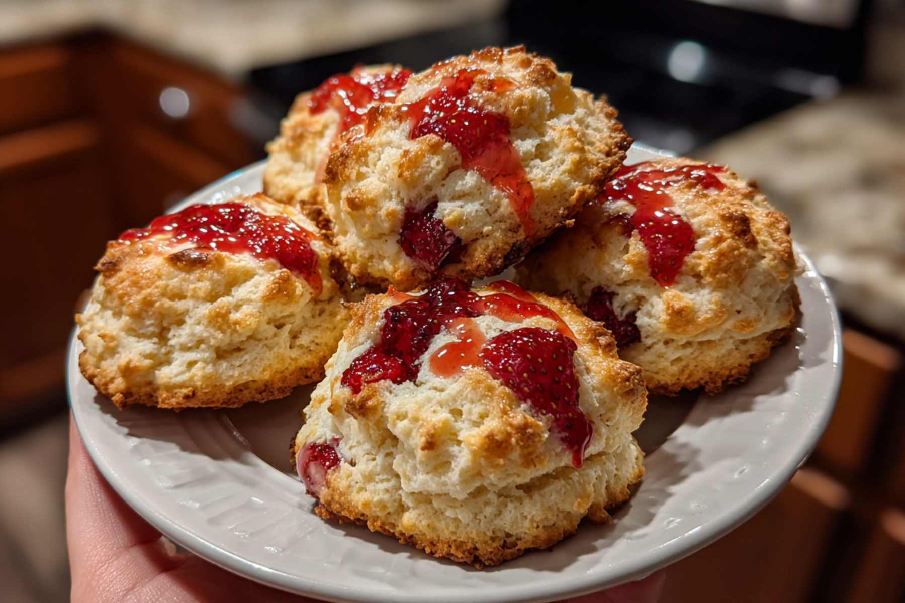 Strawberry Shortcake Cookies Cooling on Baking Sheet