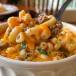 Cozy Cheeseburger Macaroni Soup