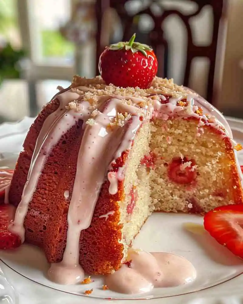 Strawberry Bundt Cake with Box Cake Mix (1)