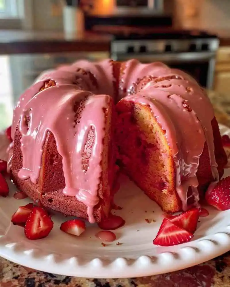 Strawberry Bundt Cake with Box Cake Mix (2)