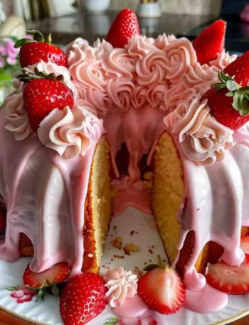 Strawberry Bundt Cake with Box Cake Mix
