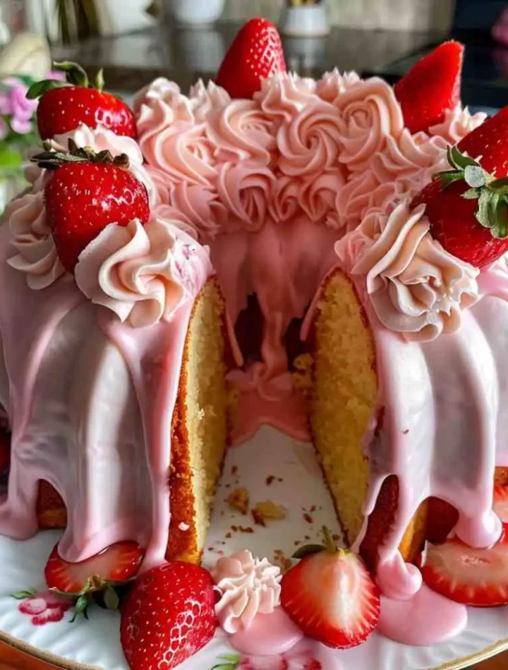 Strawberry Bundt Cake with Box Cake Mix