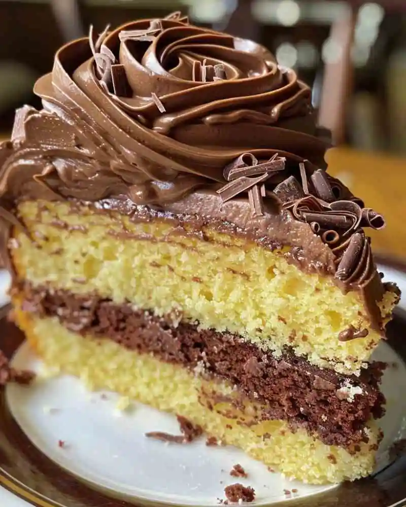 yellow cake with chocolate frosting (1)